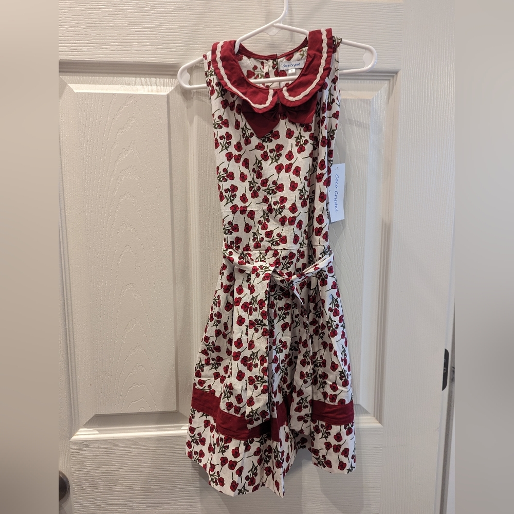 Boutique Girls Dress size 6 with red flowers